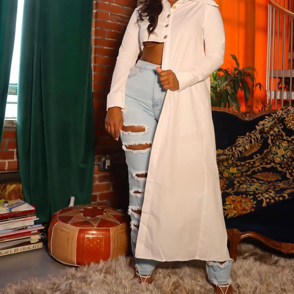 Brand New White long collar shirt